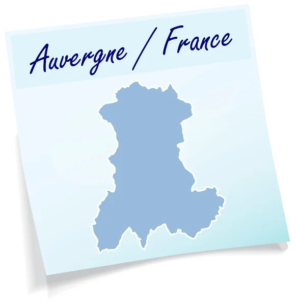 Mapa de auvergne como nota adhesiva — Vector de stock