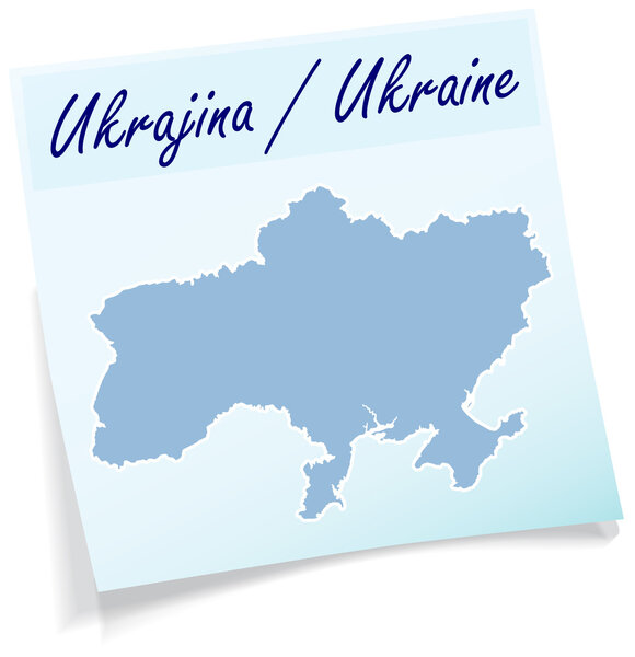 Map of Ukraine as sticky note