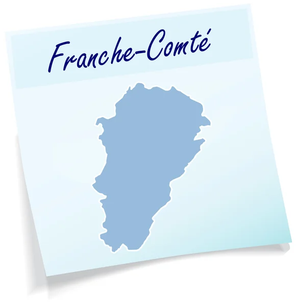 Mapa de Franche-Comte como nota adhesiva — Vector de stock