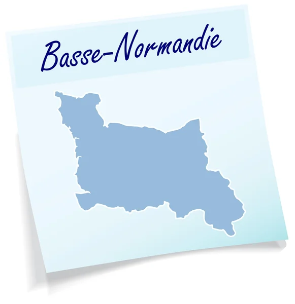 Mapa de Baja Normandía como nota adhesiva — Vector de stock