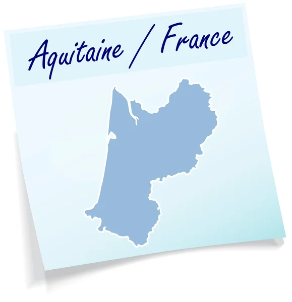 Map of aquitaine as sticky note — Stock Vector