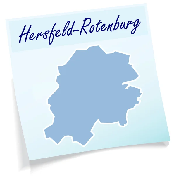 Mapa de Hersfeld-Rotenburg como nota pegajosa — Vetor de Stock