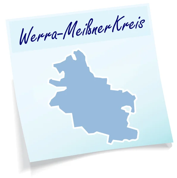 Mapa de Werra-Meissner-Kreis como nota adhesiva — Vector de stock