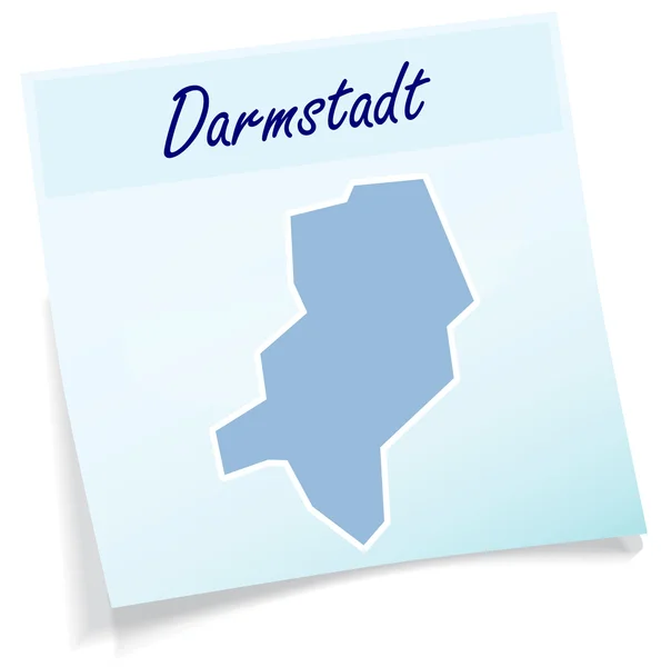 Mapa de darmstadt como nota adhesiva — Vector de stock