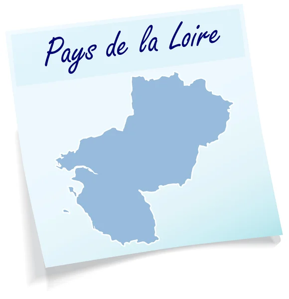 Map of Pays de la Loire as sticky note — Stock Vector