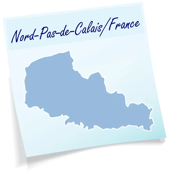 Mapa de North-pas-de-calais como nota adhesiva — Vector de stock