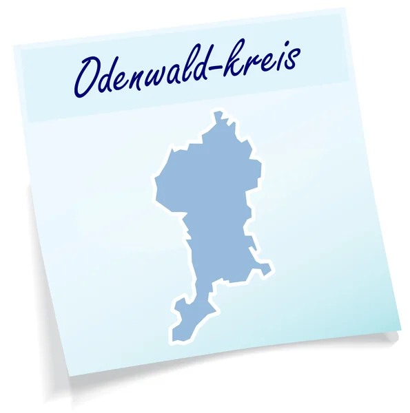 Mapa de Odenwaldkreis como nota adhesiva — Vector de stock