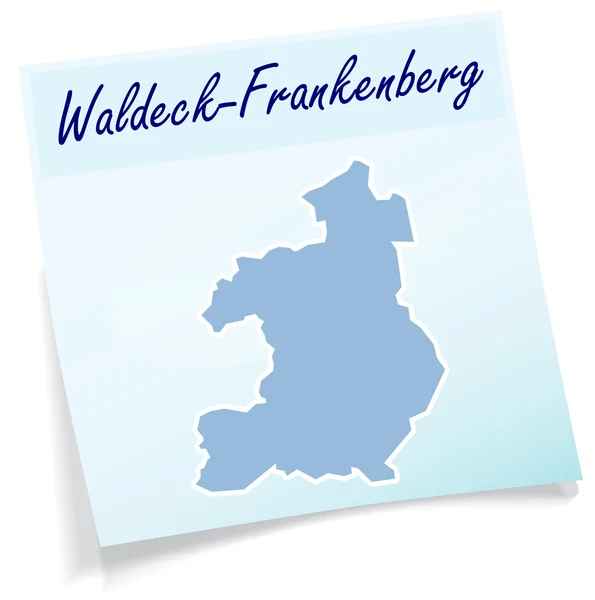 Mapa de Waldeck-Frankenberg como nota adhesiva — Vector de stock