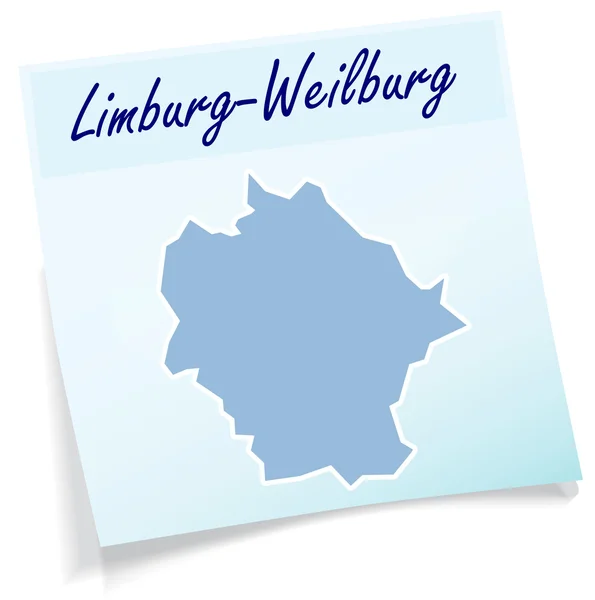 Mapa de Limburg-Weilburg como nota pegajosa — Vetor de Stock