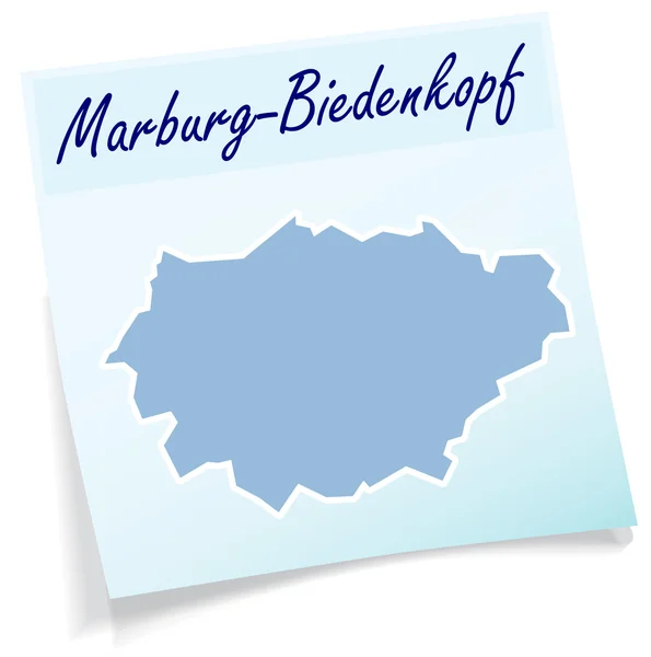 Map of Marburg-Biedenkopf as sticky note — Stock Vector