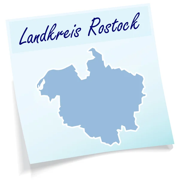 Karte von Rostock als Haftnotiz — Stockvektor