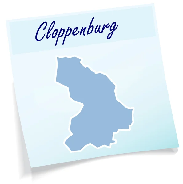 Mapa de Cloppenburg como nota adhesiva — Vector de stock