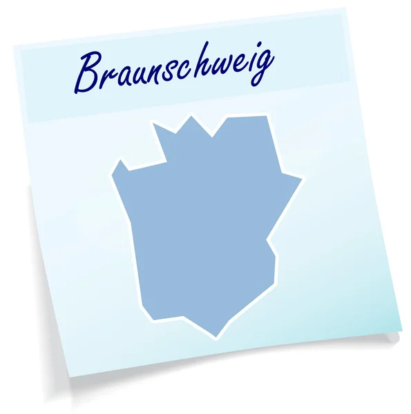 Mapa de Braunschweig como nota adhesiva — Vector de stock