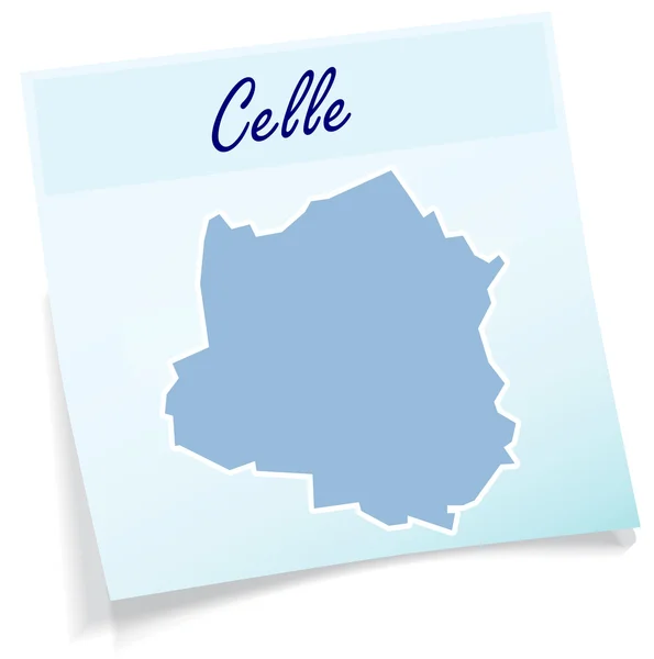 Mapa de Celle como nota adhesiva — Vector de stock