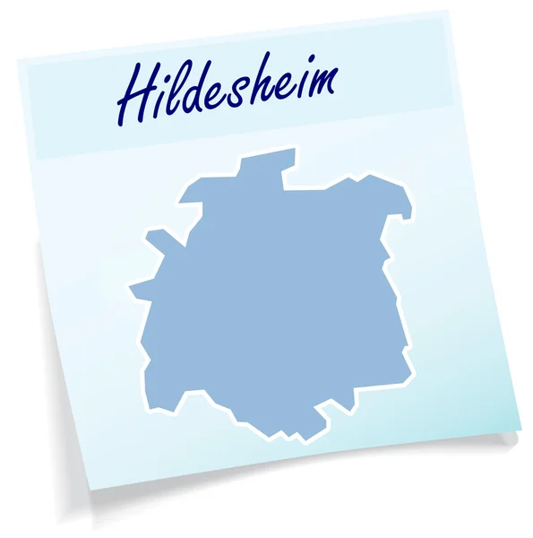 Mapa de Hildesheim como nota adhesiva — Vector de stock