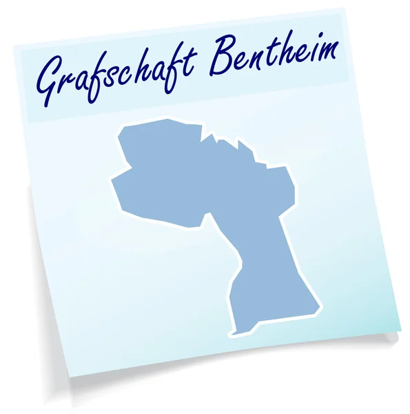 Karte von Grafschaft-Bentheim als Haftnotiz — Stockvektor