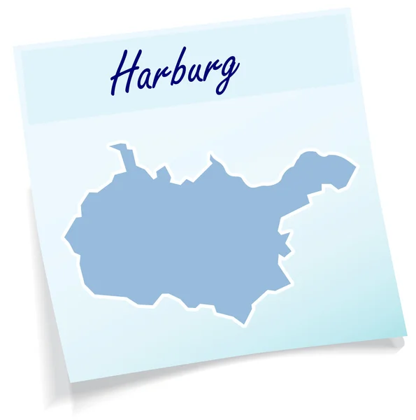 Mapa de Harburg como nota adhesiva — Vector de stock