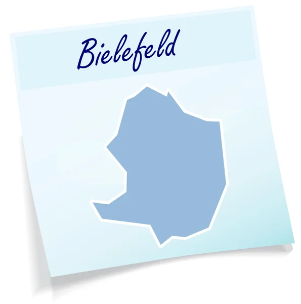 Mapa de Bielefeld como nota adhesiva — Vector de stock