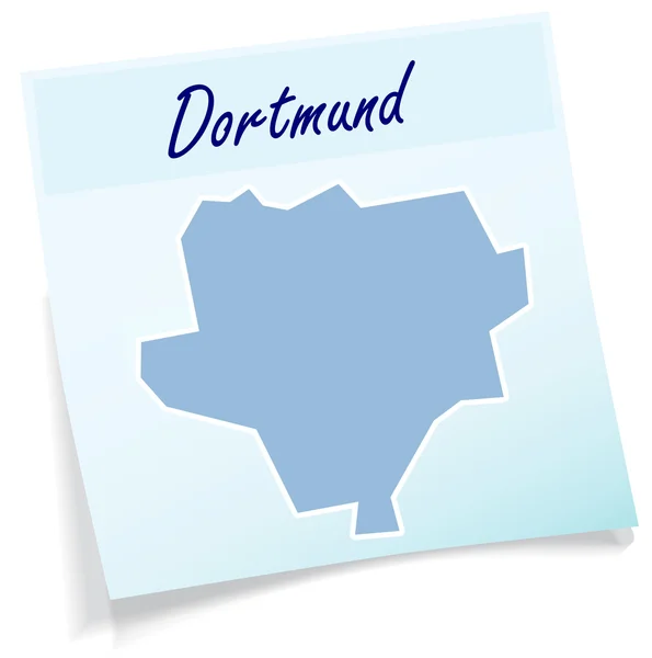 Mapa de Dortmund como nota adhesiva — Vector de stock