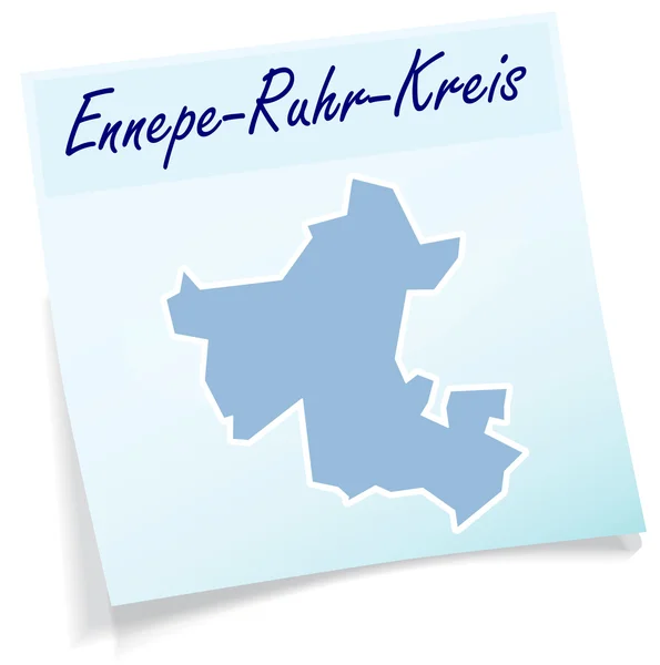 Mapa de Ennepe-Ruhr-Kreis como nota adhesiva — Vector de stock