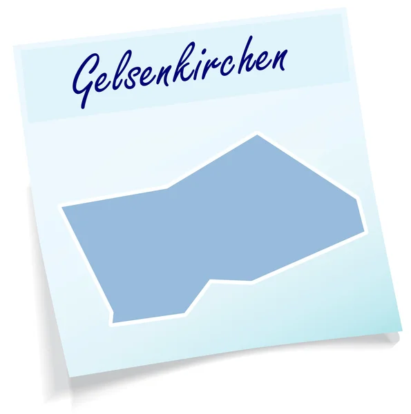 Mapa de gelsenkirchen como nota adhesiva — Vector de stock