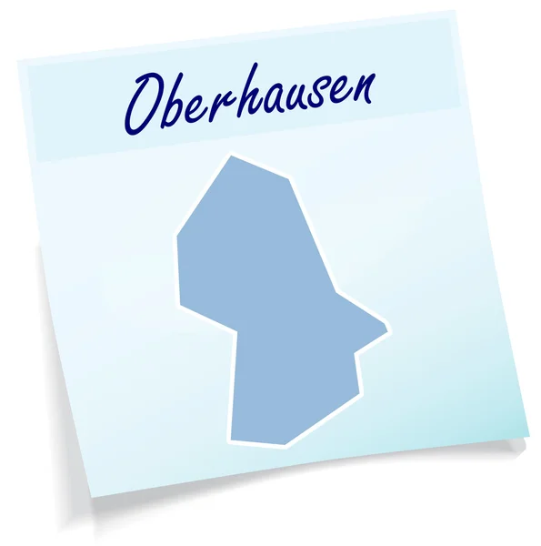 Mapa de Oberhausen como nota adhesiva — Vector de stock