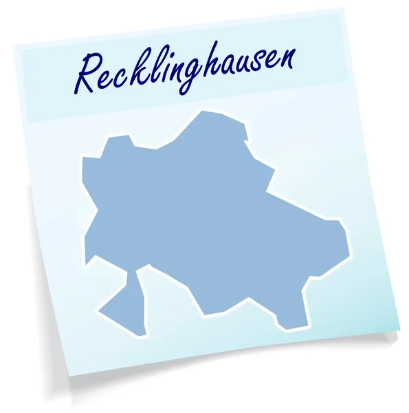 Karte von recklinghausen als Haftnotiz — Stockvektor