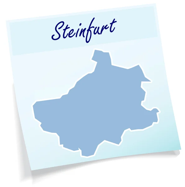 Mapa de Steinfurt como nota adhesiva — Vector de stock