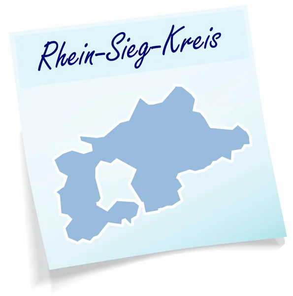 Karte des Rhein-Sieg-Kreises als Haftnotiz — Stockvektor