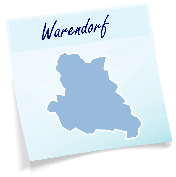 Karte von Warendorf als Haftnotiz — Stockvektor