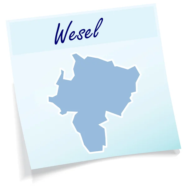 Karte von Wesel als Haftnotiz — Stockvektor