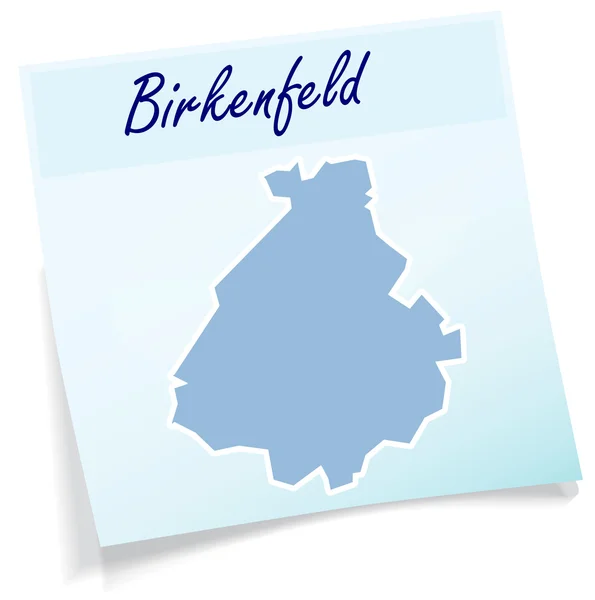 Mapa de Birkenfeld como nota adhesiva — Vector de stock