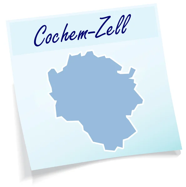 Karte von Cochem-Zell als Haftnotiz — Stockvektor