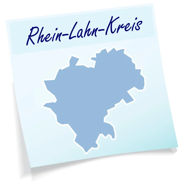 Mapa de Rhein-Lahn como nota adhesiva — Vector de stock