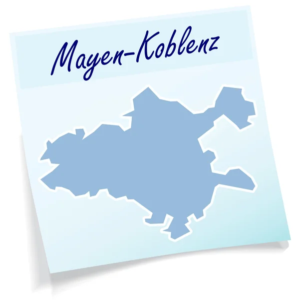 Map of Mayen-Koblenz as sticky note — Stock Vector