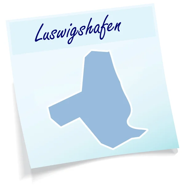 Map of Ludwigshafen-am-Rhein as sticky note — Stock Vector