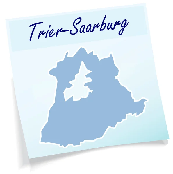 Mapa de Trier-Saarburg como nota pegajosa — Vetor de Stock