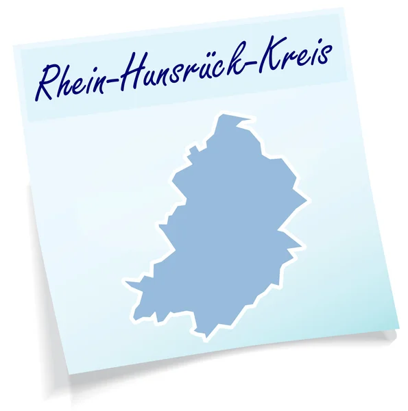 Map of Rhein-Hunsrueck-Kreis as sticky note — Stock Vector