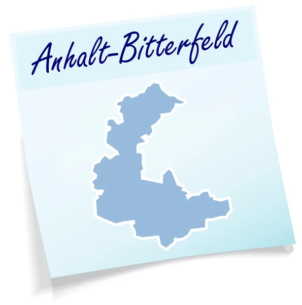 Mapa de Anhalt-Bitterfeld como nota adhesiva — Vector de stock