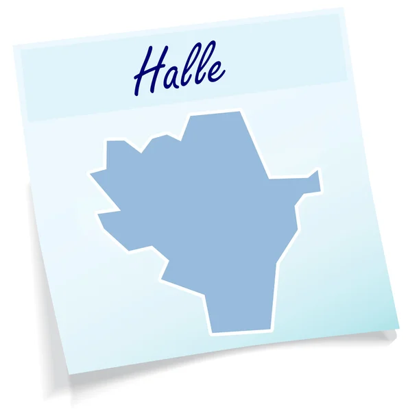 Mapa de Halle como nota adhesiva — Vector de stock