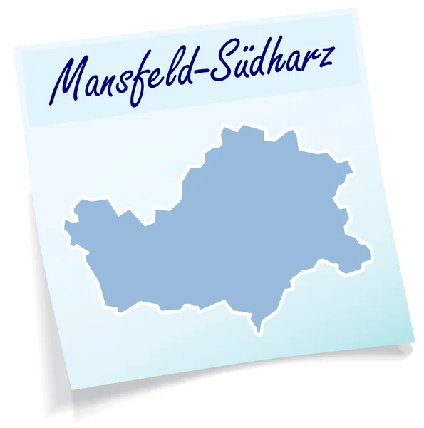 Mapa de Mansfeld-Suedharz como nota adhesiva — Vector de stock