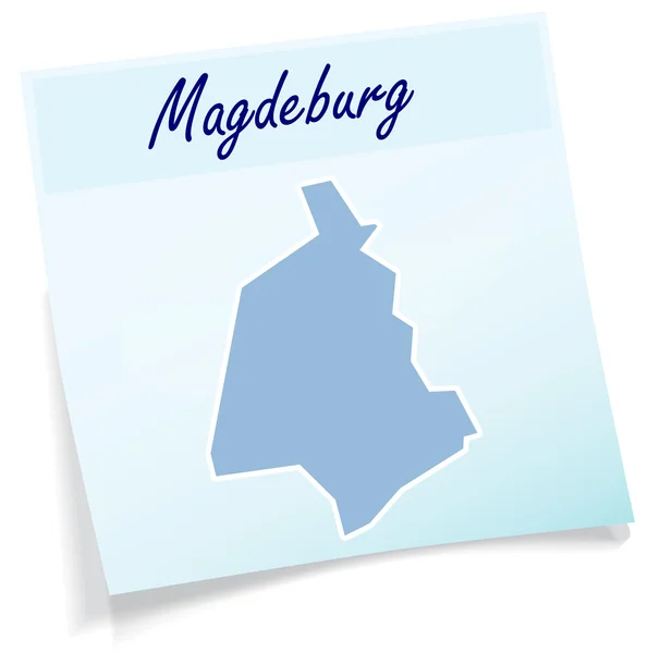 Stadtplan von Magdeburg als Haftnotiz — Stockvektor