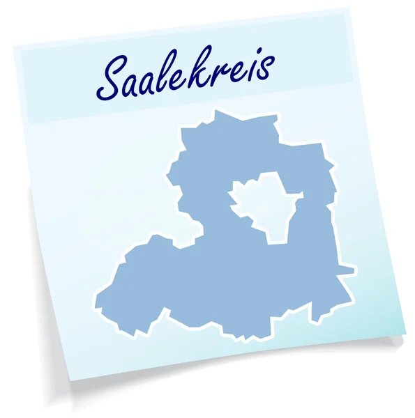La mappa di Saalekreis come nota appiccicosa — Vettoriale Stock