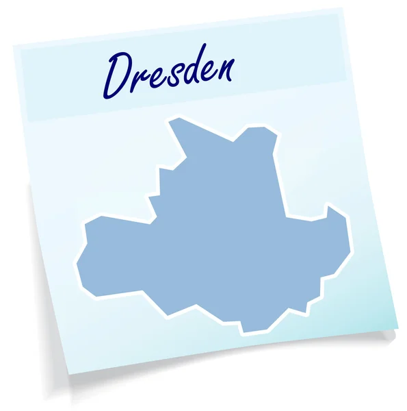 Mapa de Dresde como nota adhesiva — Vector de stock