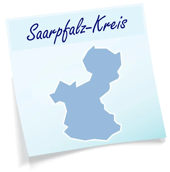 Harta Saarpfalz-Kreis ca notă lipicioasă — Vector de stoc