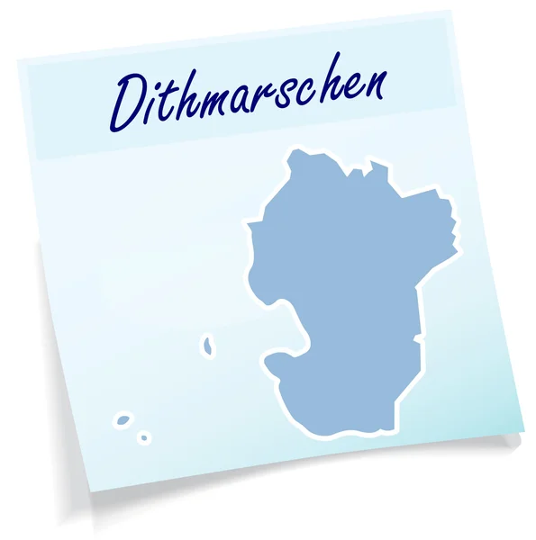 Map of Dithmarschen as sticky note — Stock Vector