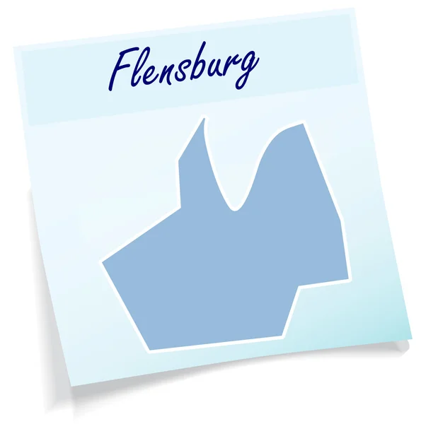 Mapa de Flensburg como nota pegajosa — Vetor de Stock