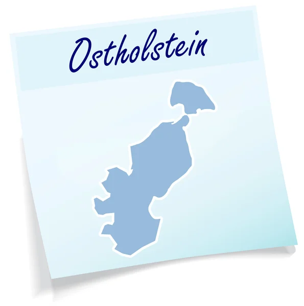 Karte von Ostholstein als Haftnotiz — Stockvektor