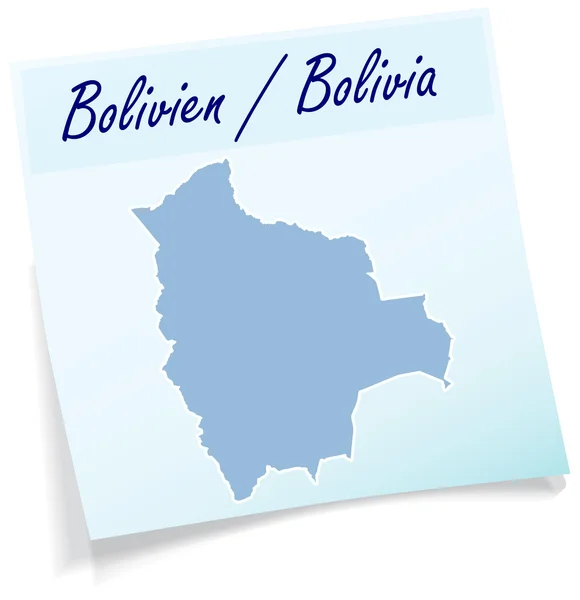 Mapa de Bolivia como nota adhesiva — Vector de stock