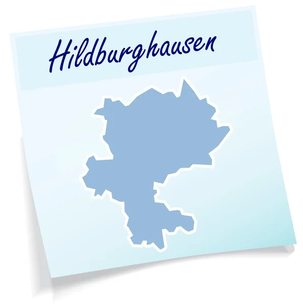 Mapa de Hildburghausen como nota adhesiva — Archivo Imágenes Vectoriales